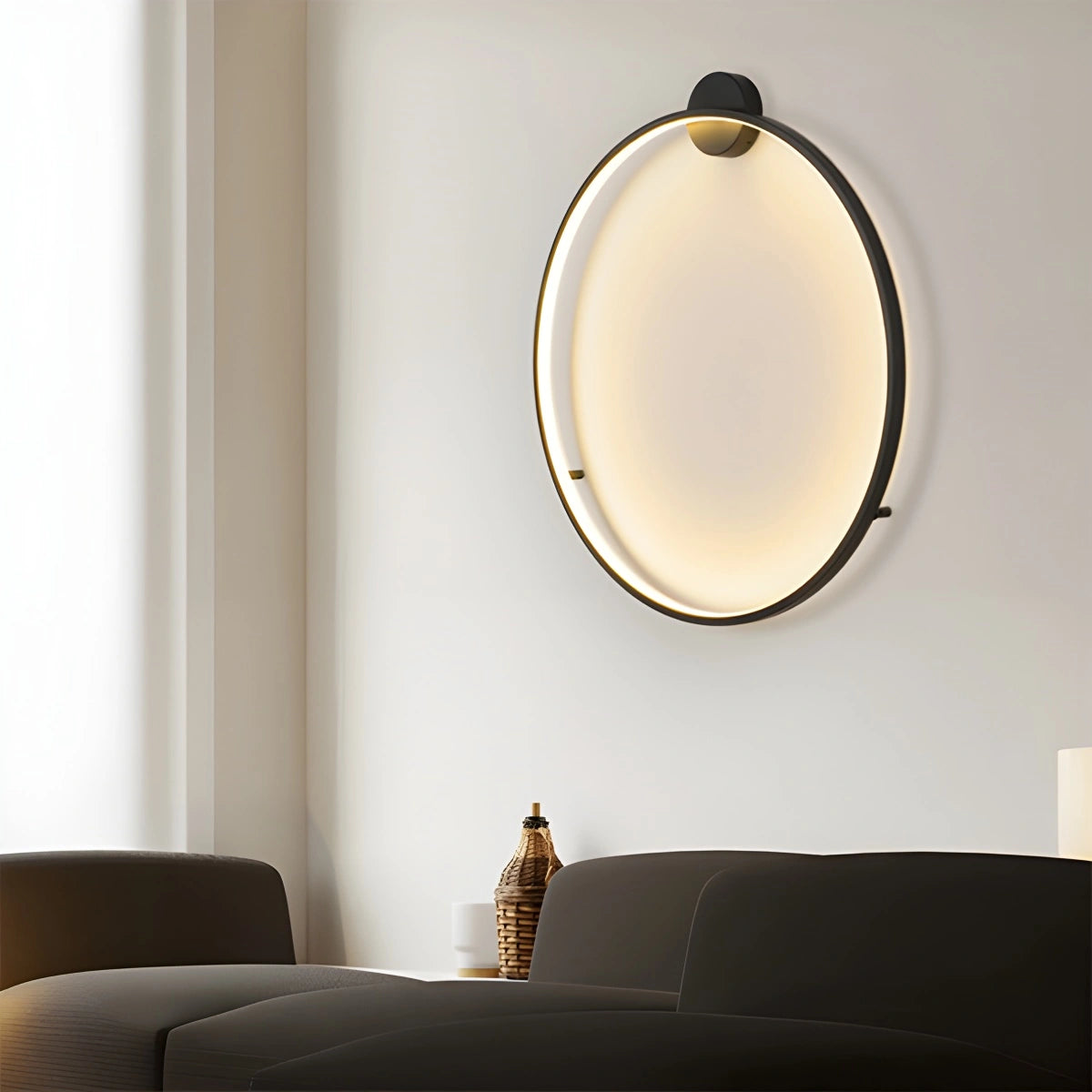 Antizer Round Ring LED Wall Lamp for Living Room Black