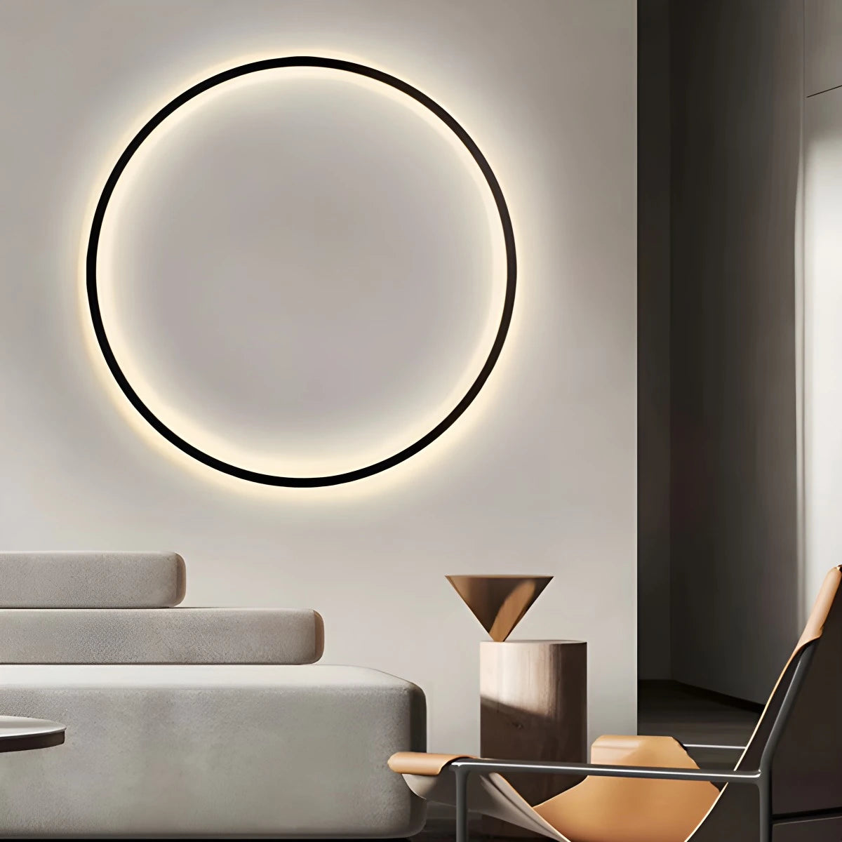 Antizer Round Ring LED Wall Lamp for Living Room Black