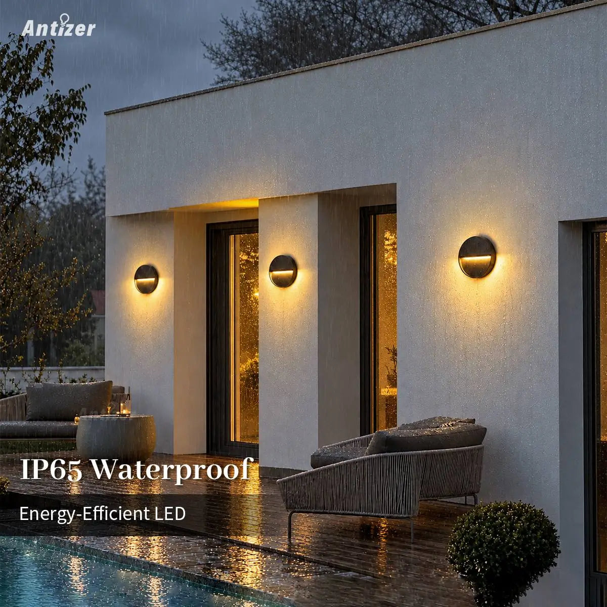 Antizer Round & Square Outdoor Waterproof Wall Light