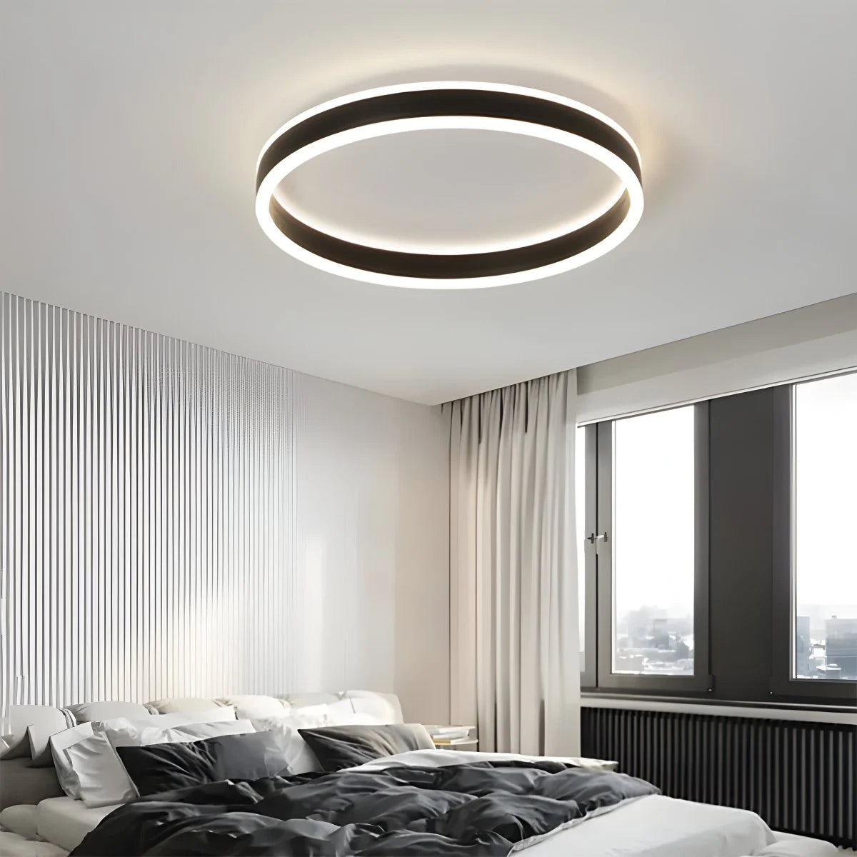 Antizer Simple Modern Round Ceiling Light Black Stepless Adjusted