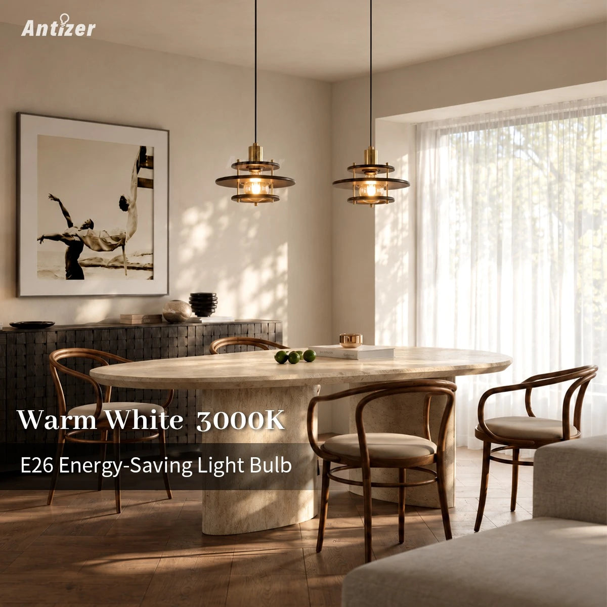 Antizer Tiered Walnut Wood Pendant Light