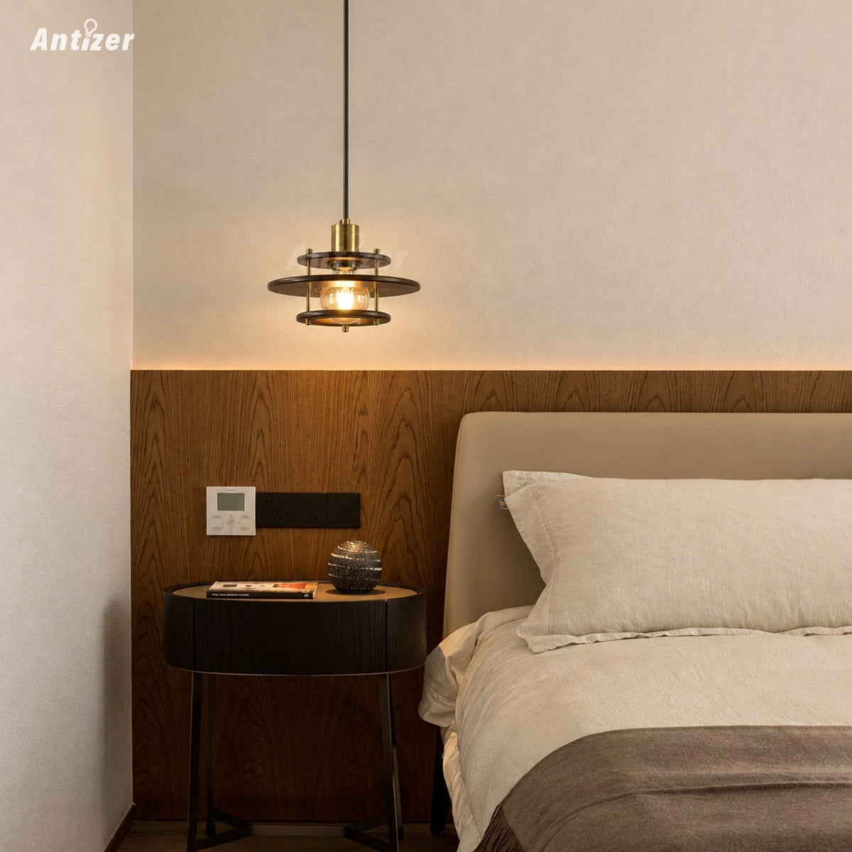 Antizer Tiered Walnut Wood Pendant Light