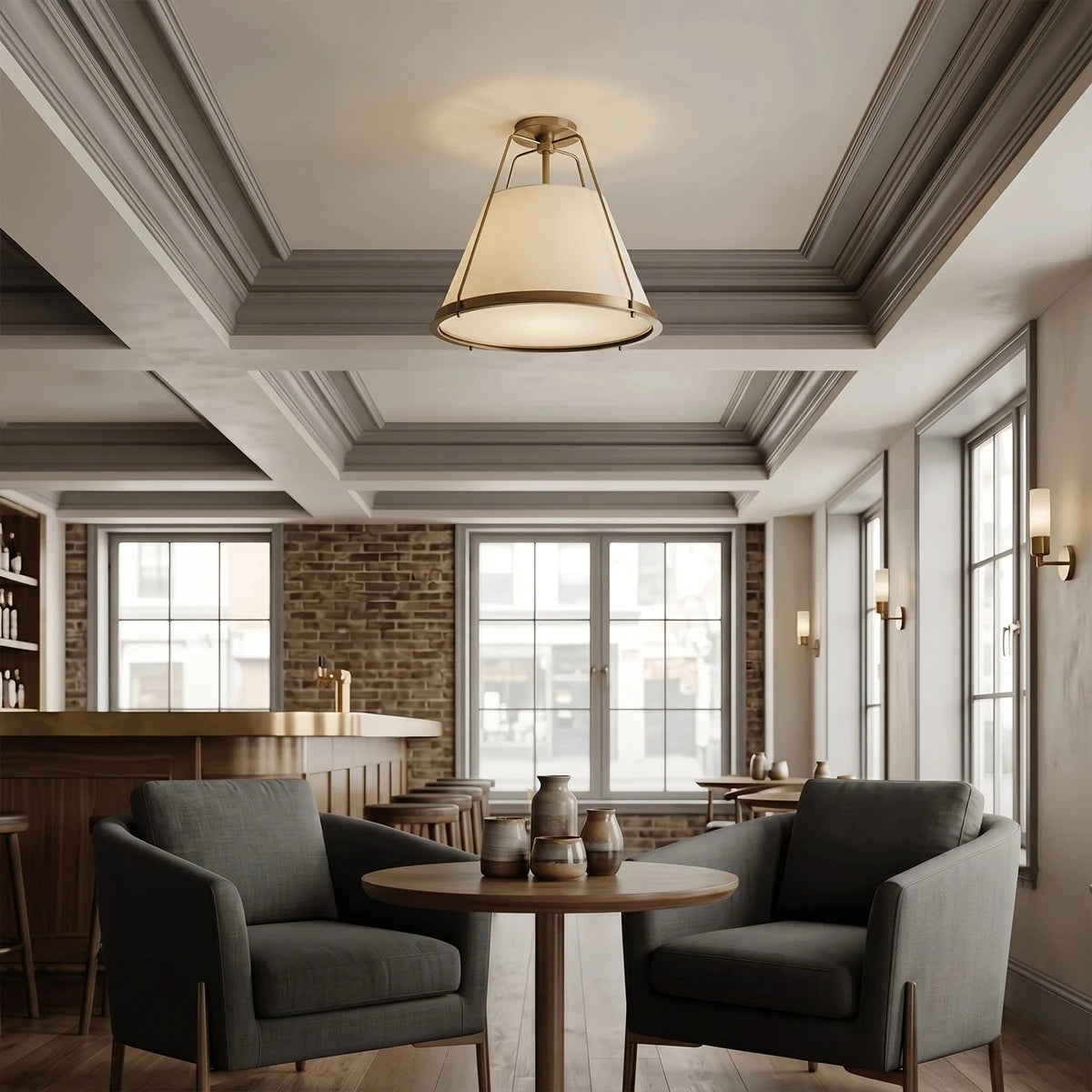 Antizer Vintage Metal Linen Tapered Ceiling Light