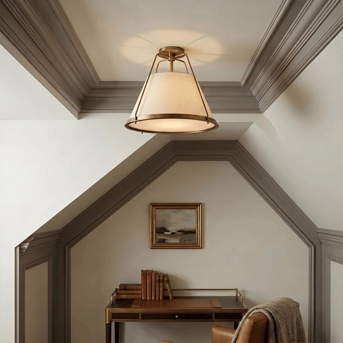 Antizer Vintage Metal Linen Tapered Ceiling Light