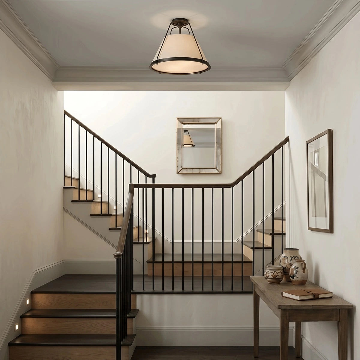 Antizer Vintage Metal Linen Tapered Ceiling Light