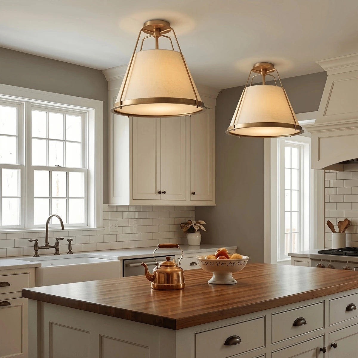 Antizer Vintage Metal Linen Tapered Ceiling Light