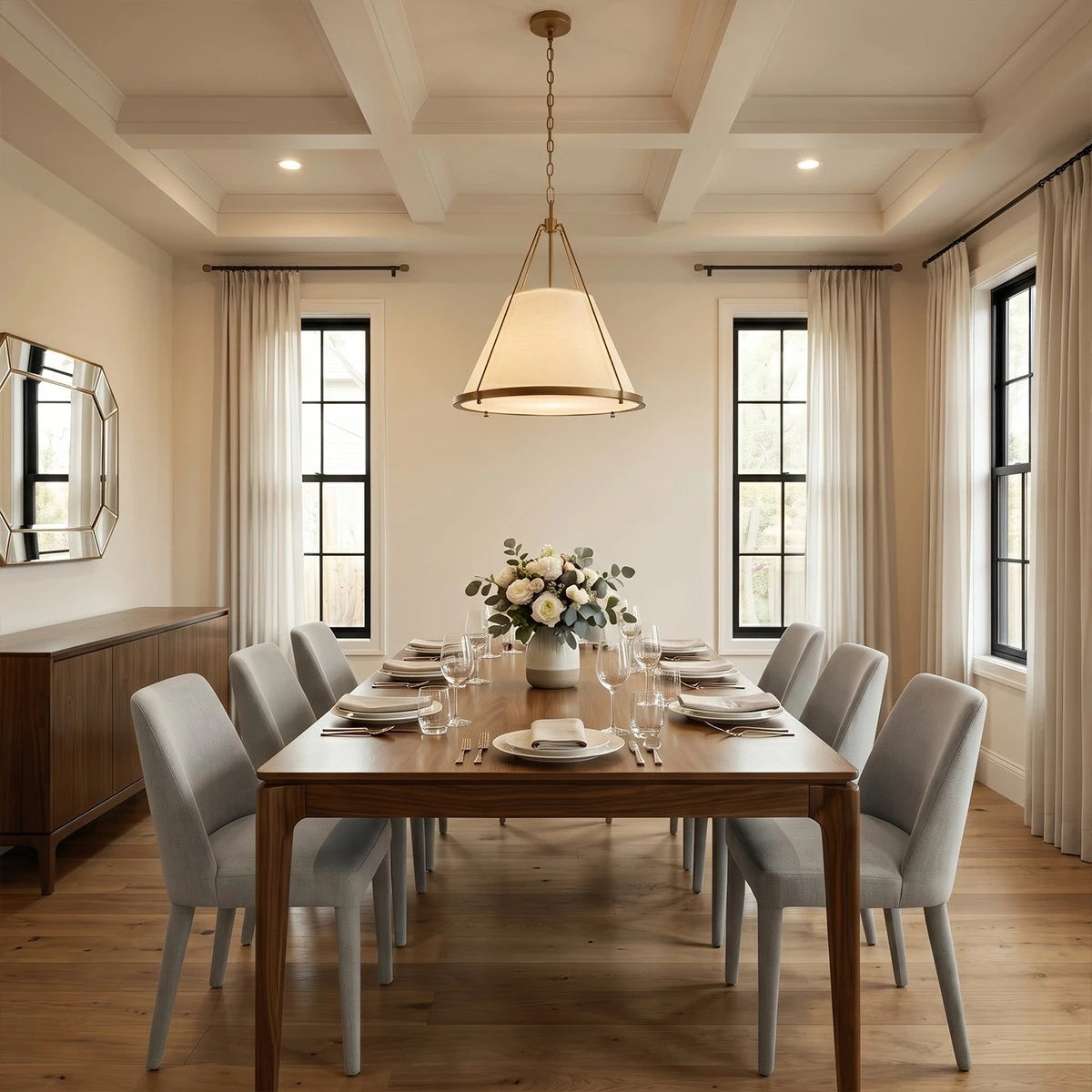 Antizer Vintage Metal Linen Tapered Pendant Light