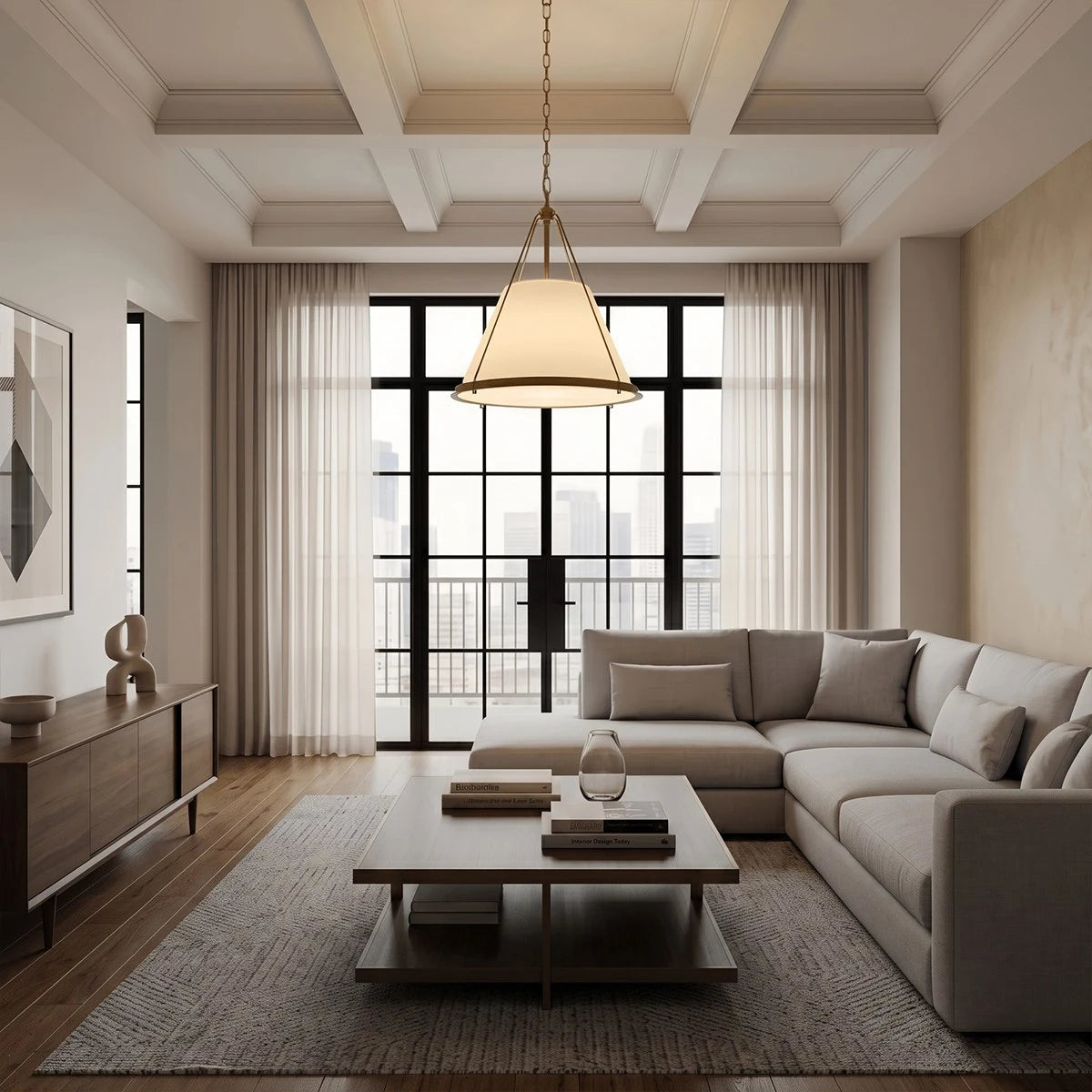 Antizer Vintage Metal Linen Tapered Pendant Light