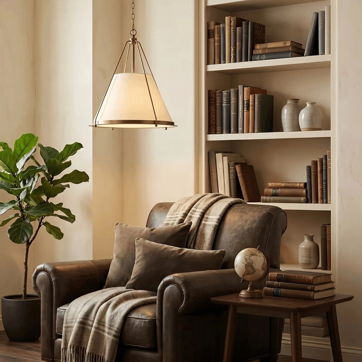 Antizer Vintage Metal Linen Tapered Pendant Light