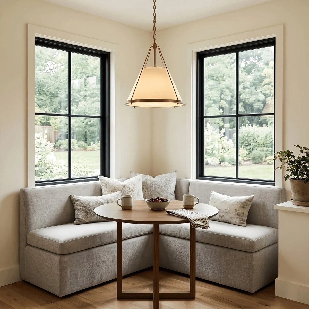 Antizer Vintage Metal Linen Tapered Pendant Light