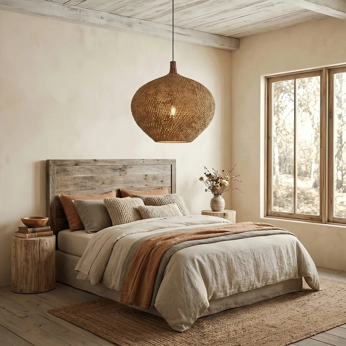 Antizer Wabi Sabi Style Natural Rope Fiber Pendant Light