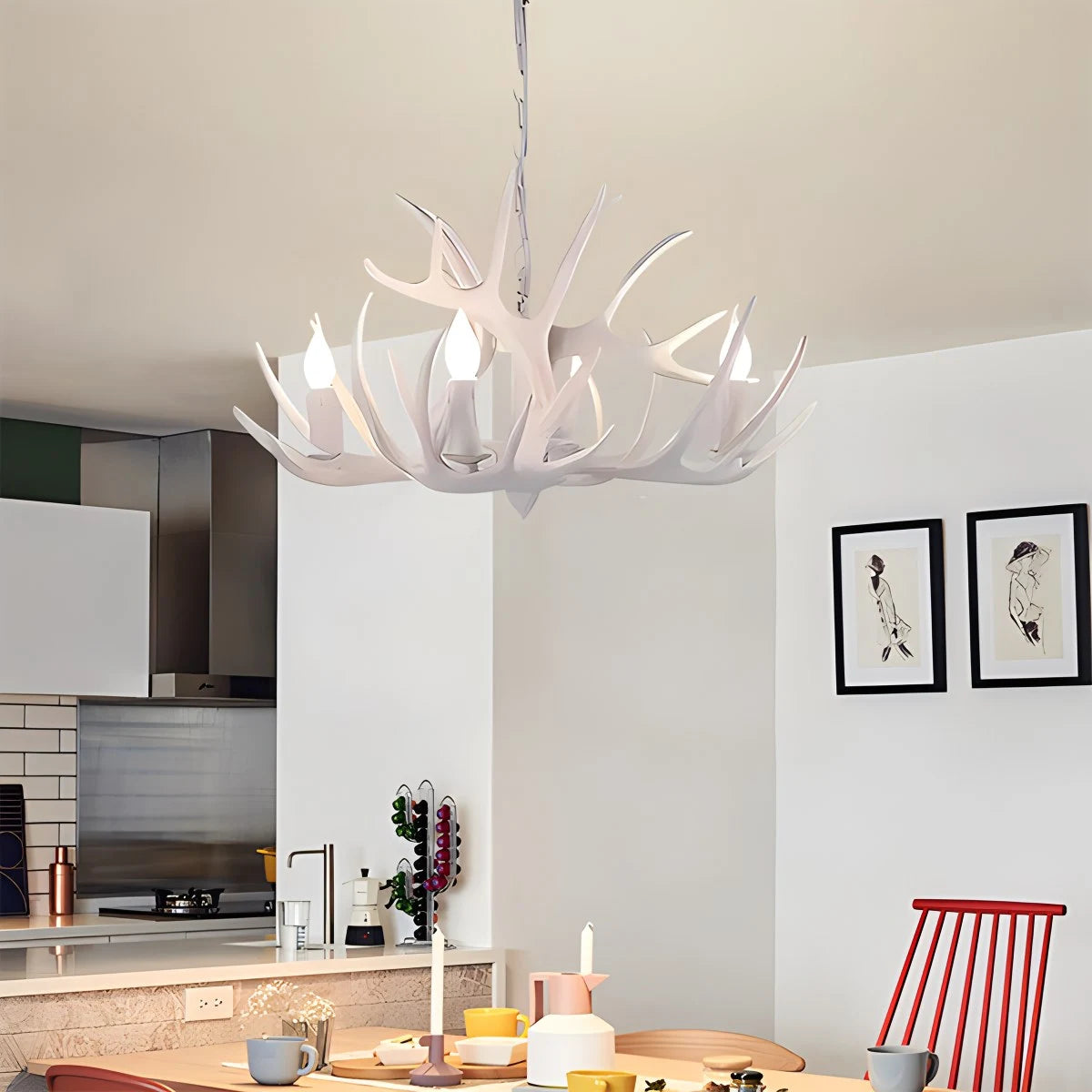 Antizer Antler Shape Resin Chandelier for Living Room