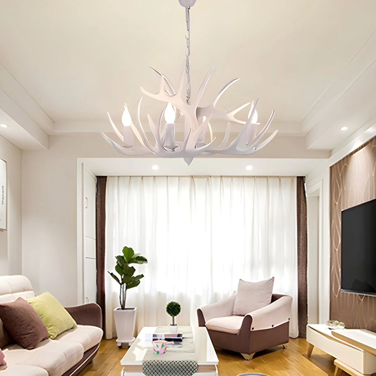 Antizer Antler Shape Resin Chandelier for Living Room