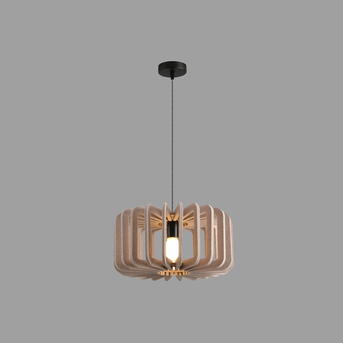Antizer Column Shaped Birdcage Acoustic Pendant Light Apricot Dia 40cm x H 20cm / ∅ 15.75" x H 7.87"