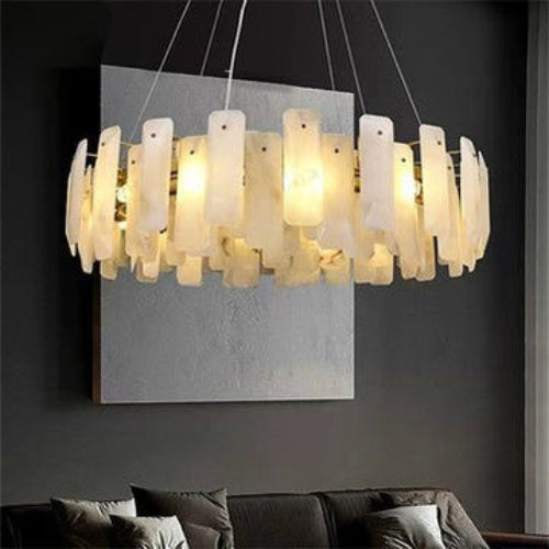 Antizer Modern Alabaster Round Chandelier