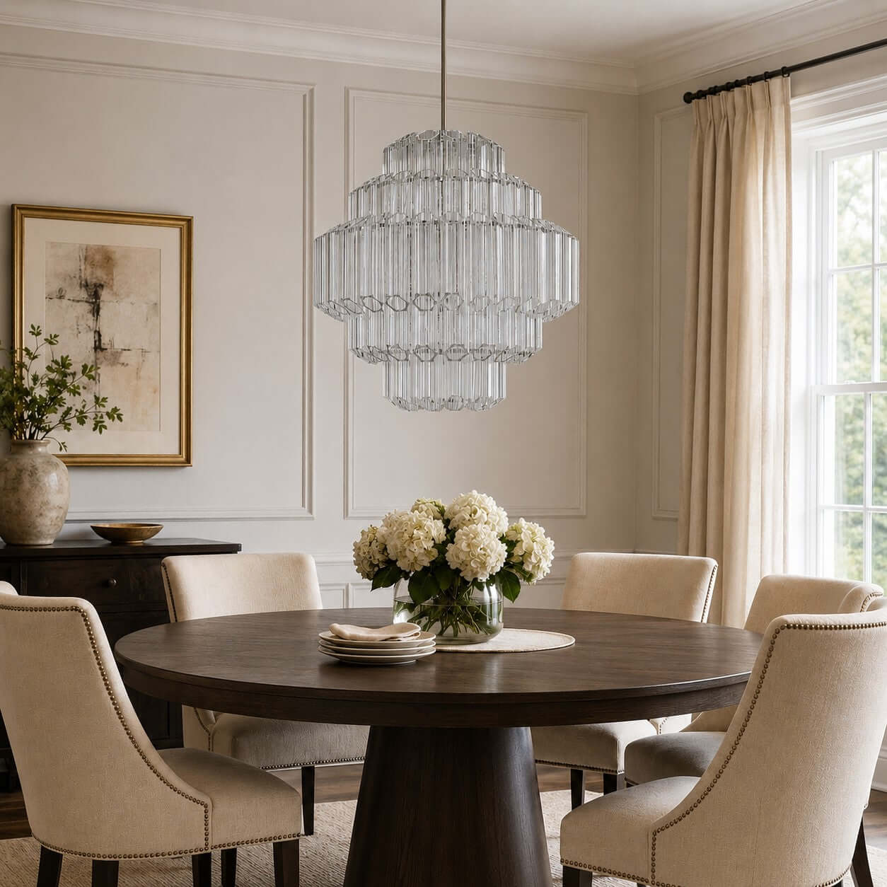Antizer Tiered Clear Glass Prisms Chandelier