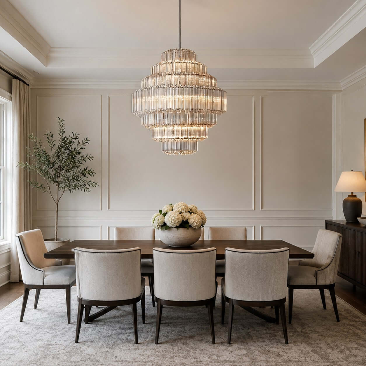 Antizer Tiered Clear Glass Prisms Chandelier