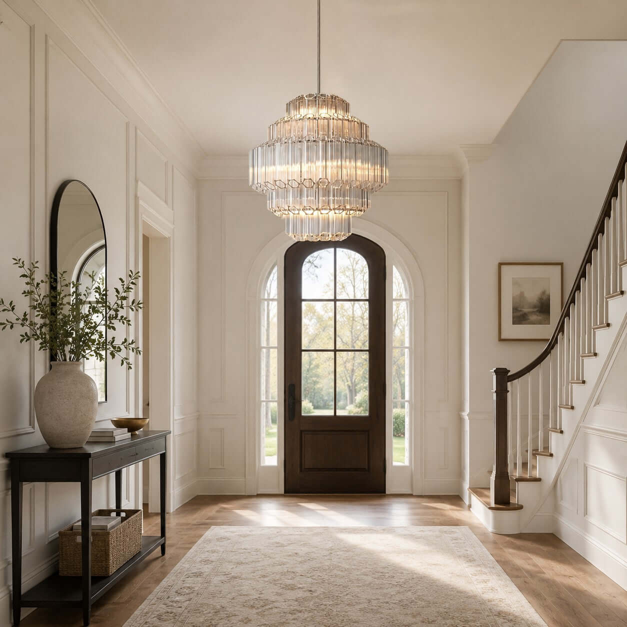Antizer Tiered Clear Glass Prisms Chandelier