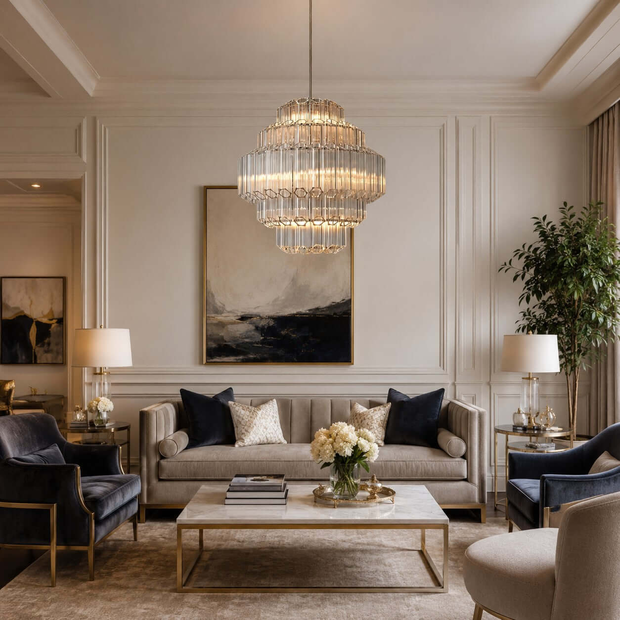 Antizer Tiered Clear Glass Prisms Chandelier