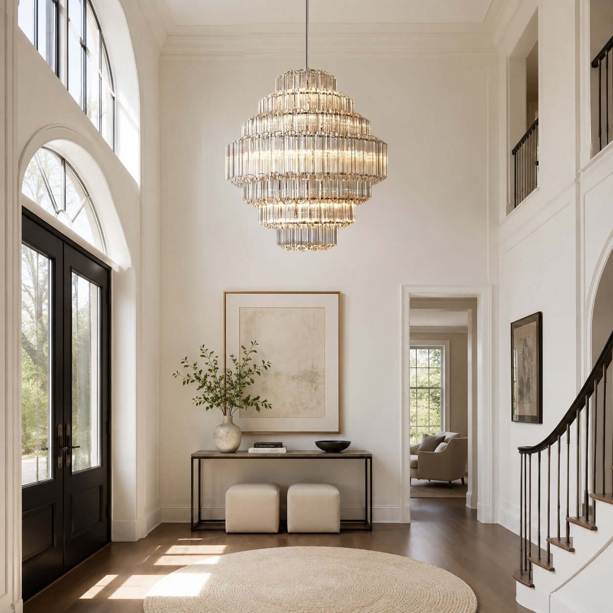 Antizer Tiered Clear Glass Prisms Chandelier