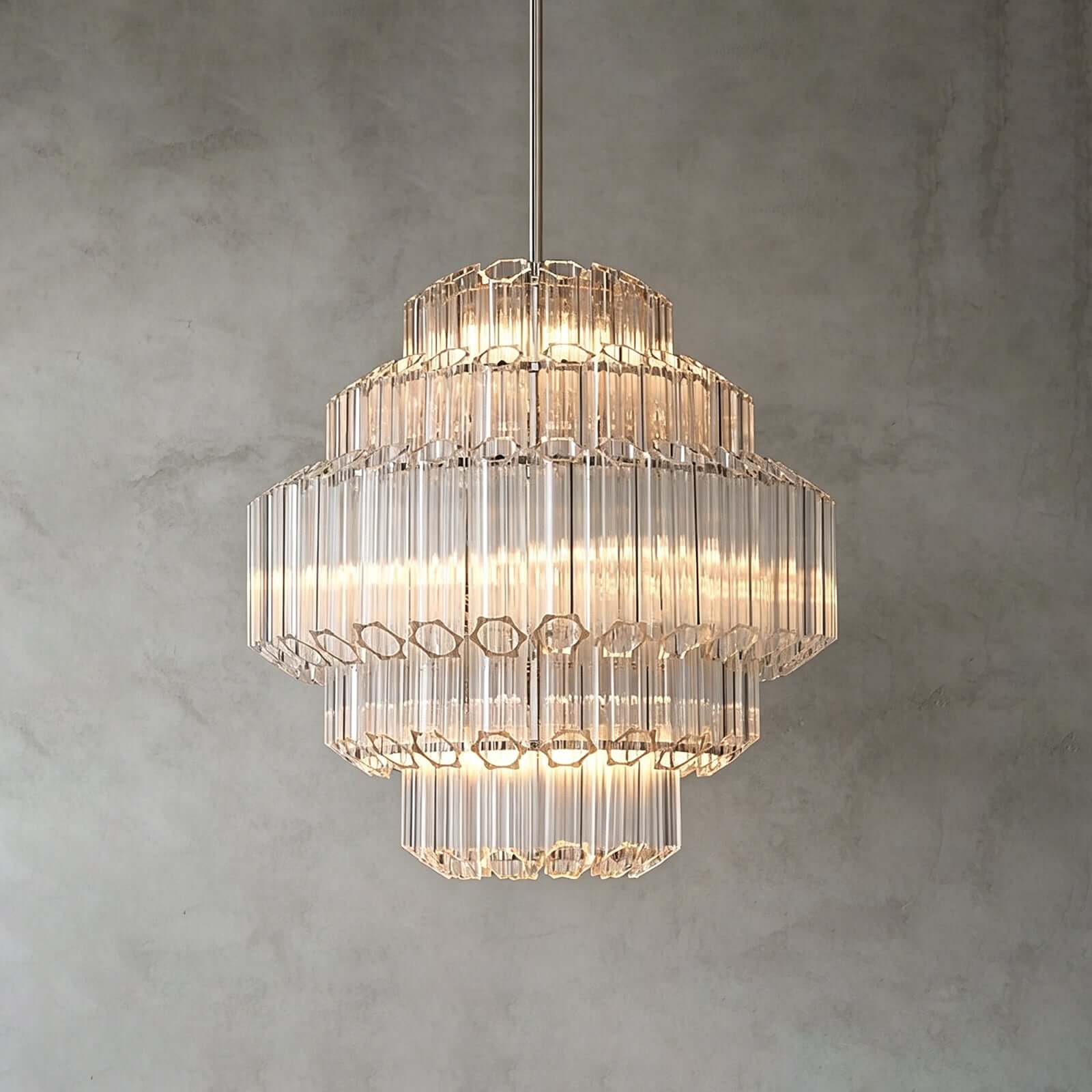 Antizer Tiered Clear Glass Prisms Chandelier