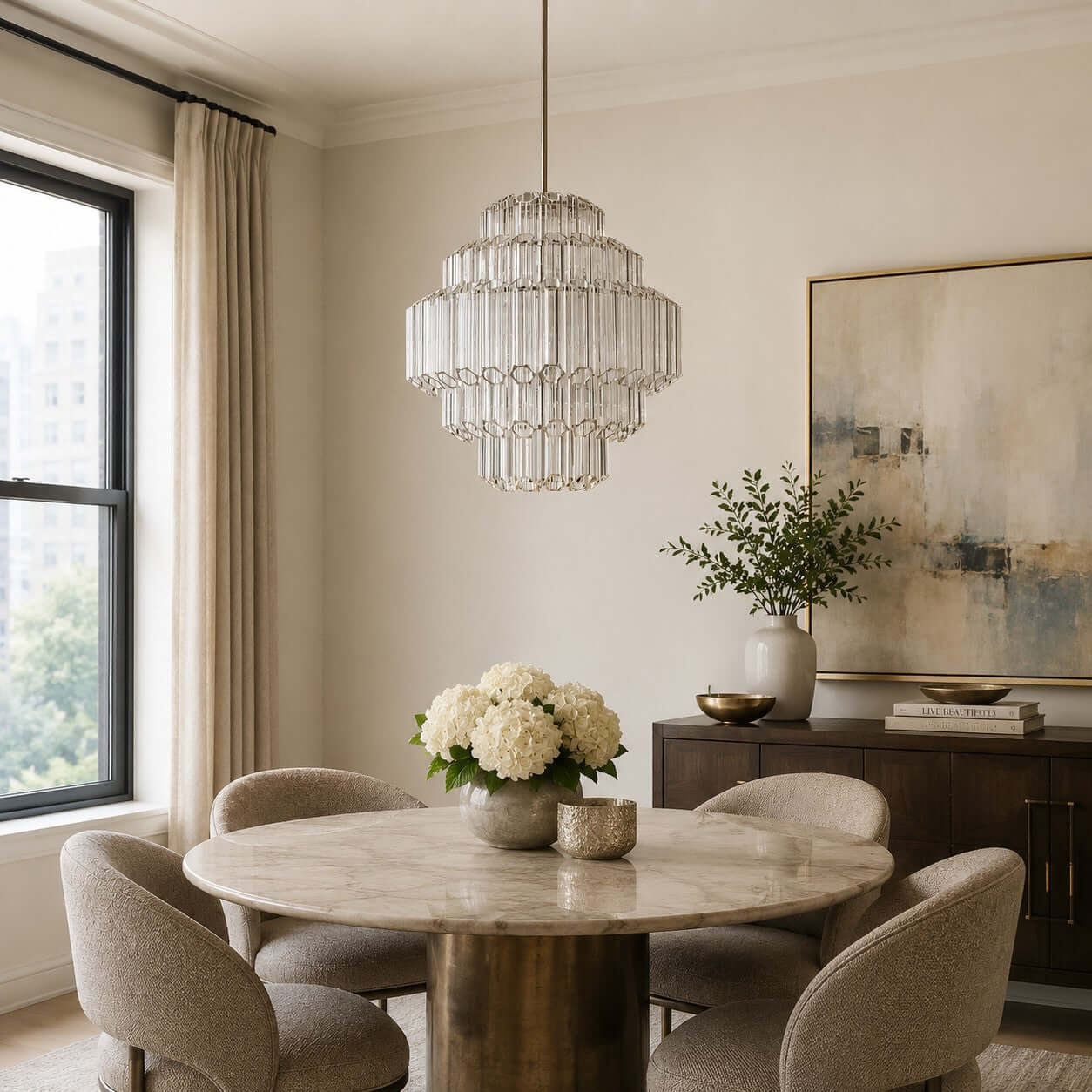 Antizer Tiered Clear Glass Prisms Chandelier