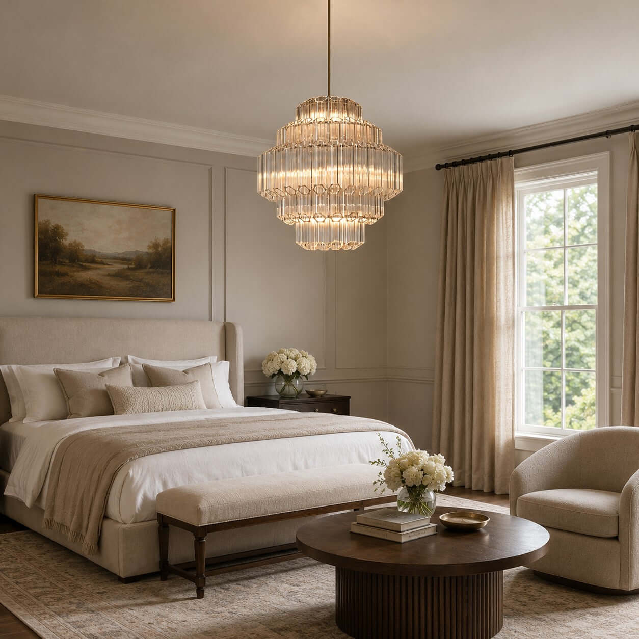 Antizer Tiered Clear Glass Prisms Chandelier