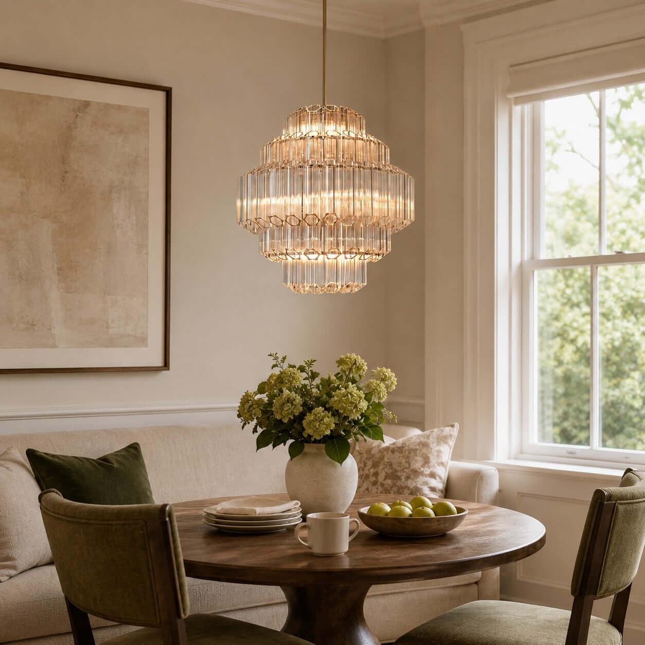 Antizer Tiered Clear Glass Prisms Chandelier