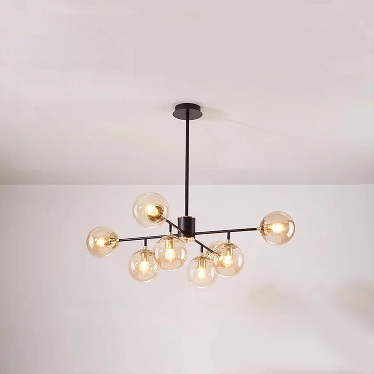 Antizer Camilla Glass Chandelier for Living Room B-Black Body-Cognac