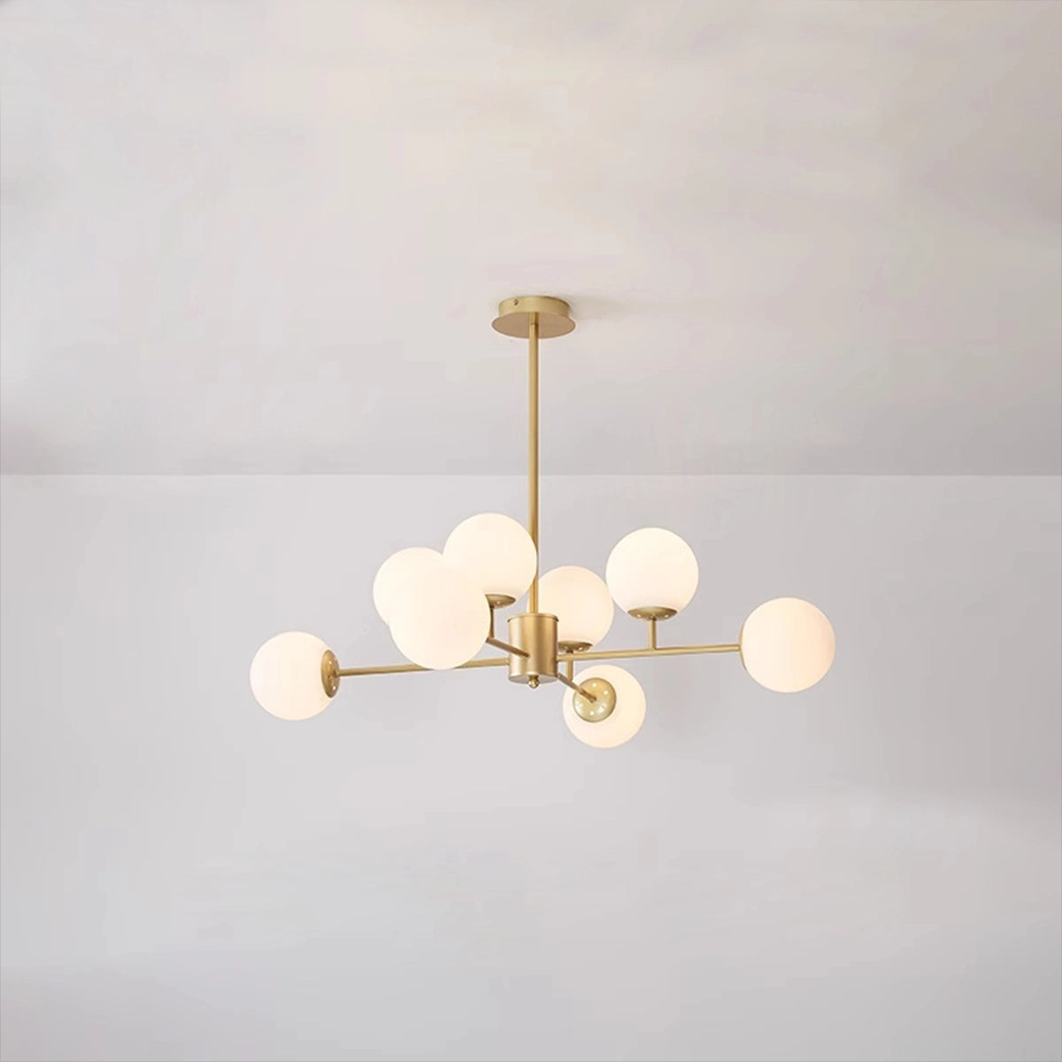 Antizer Camilla Glass Chandelier for Living Room B-Gold Body- Milky White