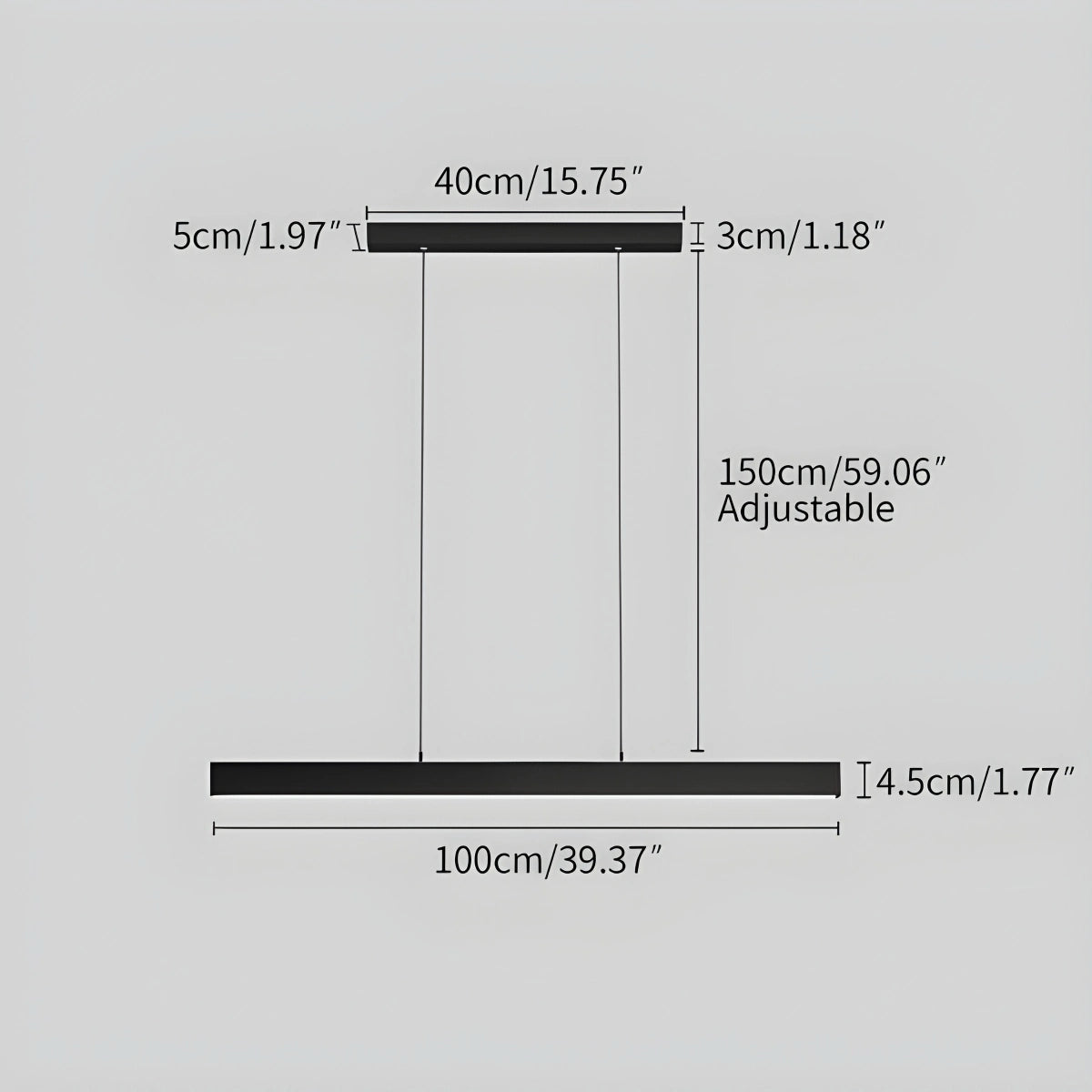 modern linear pendant light size