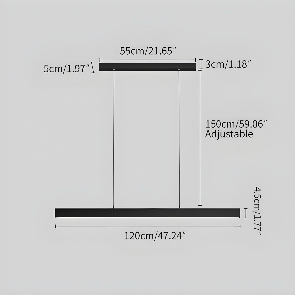 modern linear pendant light size