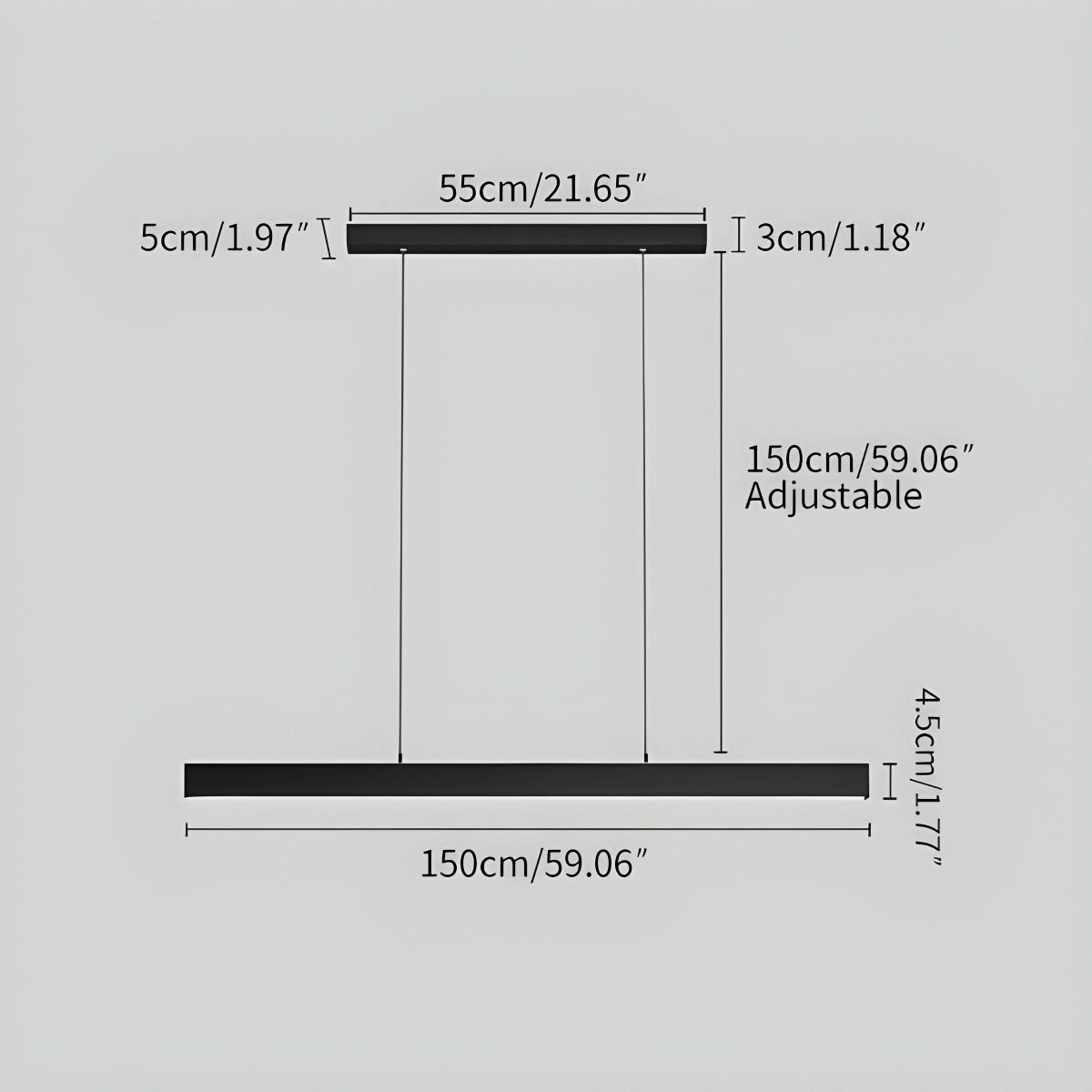 modern linear pendant light size