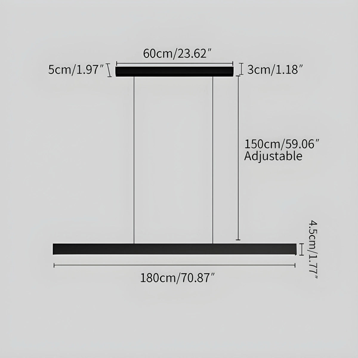 modern linear pendant light size