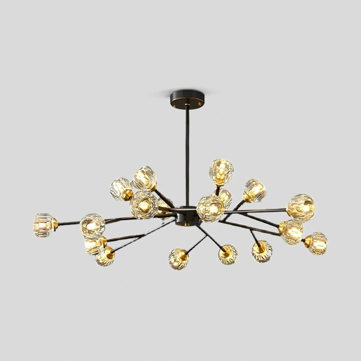 Antizer Crystal Ball Round Cluster Chandelier Black Brushed Gold & Clear 18heads ∅ 42.5" x H17.7" / Dia 108cm x H 45cm 1