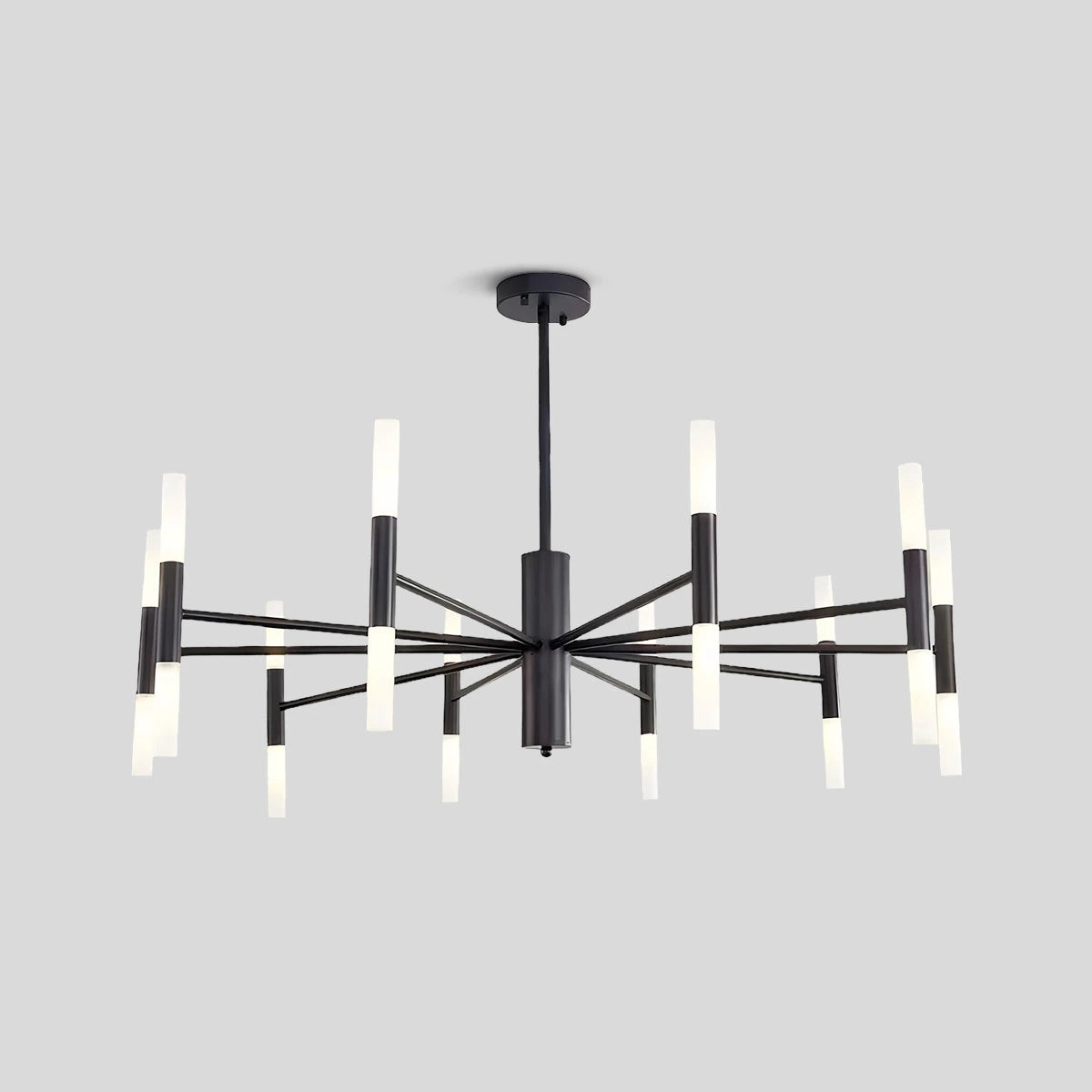 Antizer Adjustable Round Tube Chandelier Black 20 Head-Big