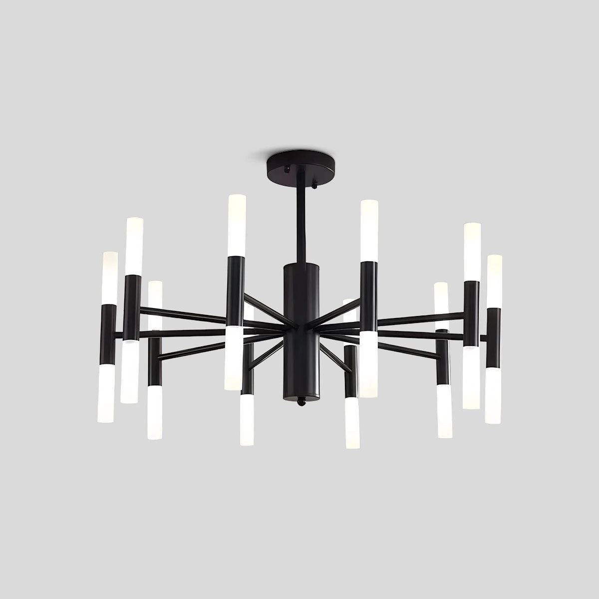 Antizer Adjustable Round Tube Chandelier Black 20 Head-Small