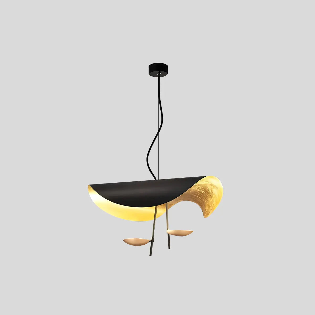 Antizer Modern Sculptural Leaf Pendant Light Black-2 Lights-80cm/31.49"