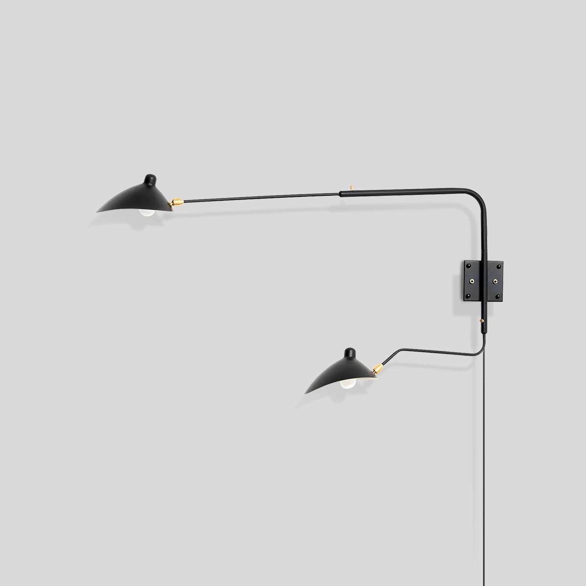 Antizer Two Arm Plug In Wall Sconce for Bedroom Black