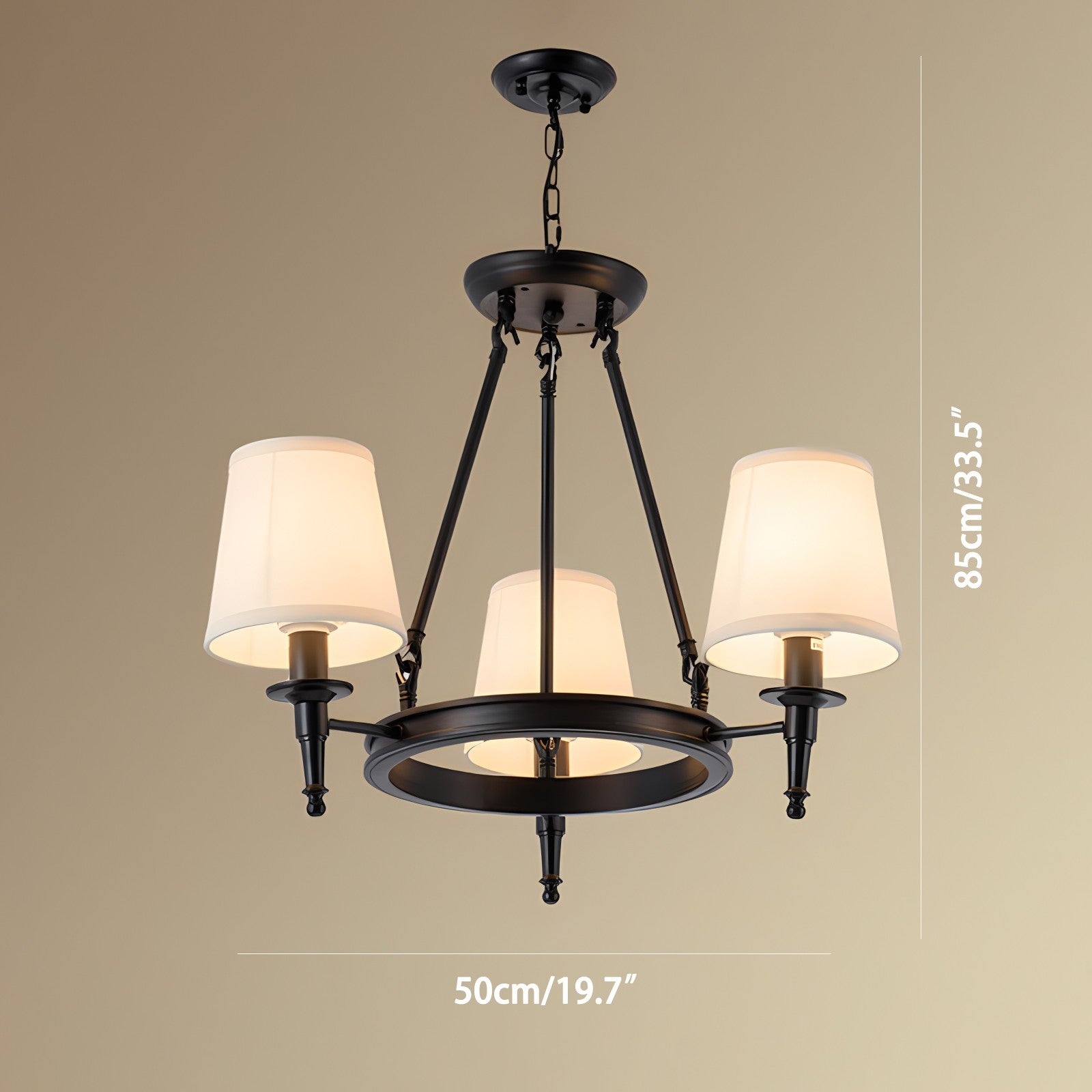 Antizer Vintage Ring Metal Fabric Chandelier