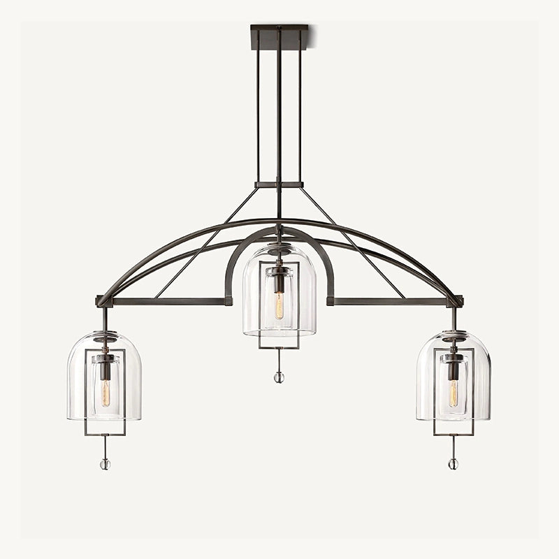 Antizer Bell Glass Chandelier for Living Room Black 3 Heads-73" Warm Light