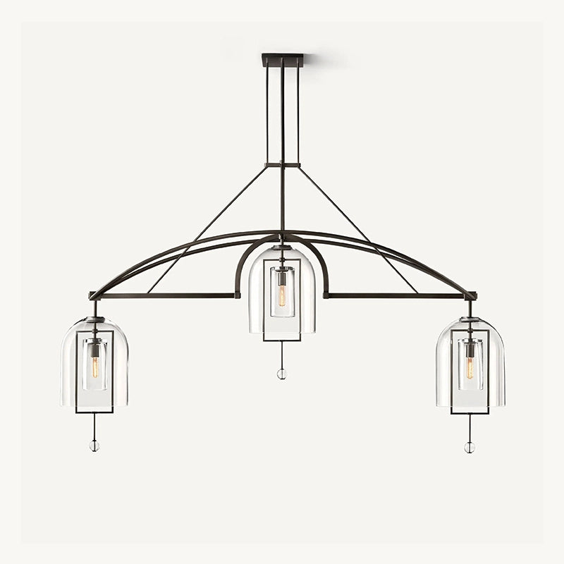 Antizer Bell Glass Chandelier for Living Room Black 3 Heads-85" Warm Light