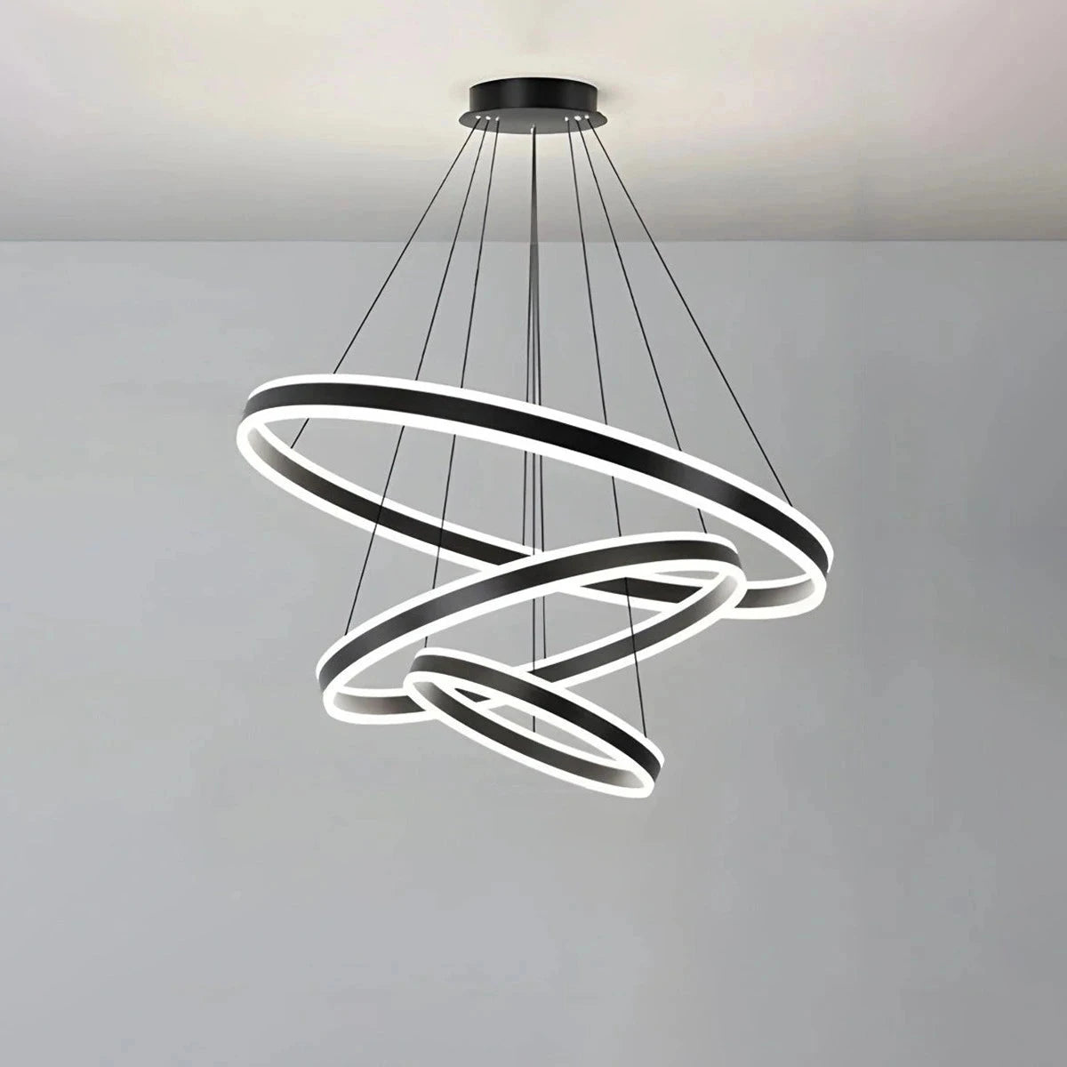 Antizer Circle Layered Living Room Chandelier Black