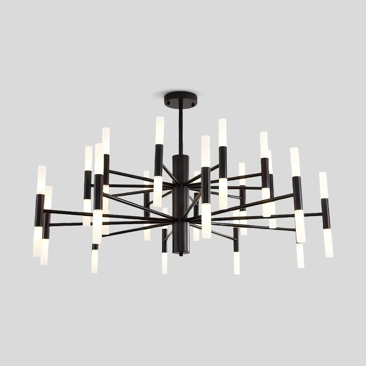 Antizer Adjustable Round Tube Chandelier Black 40 Head
