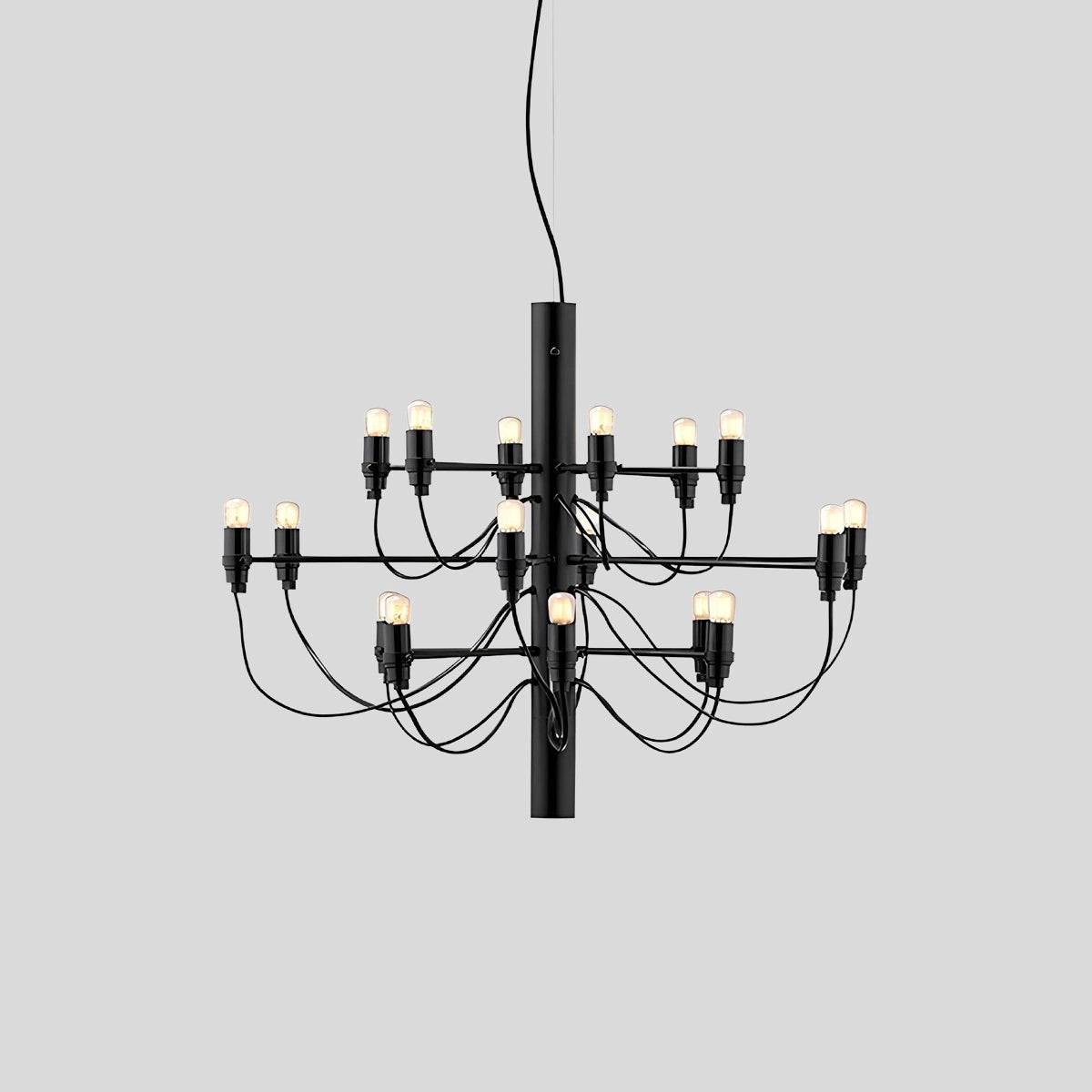 Antizer Tiered Modern Candle Chandelier Black 56cm / 22.05"