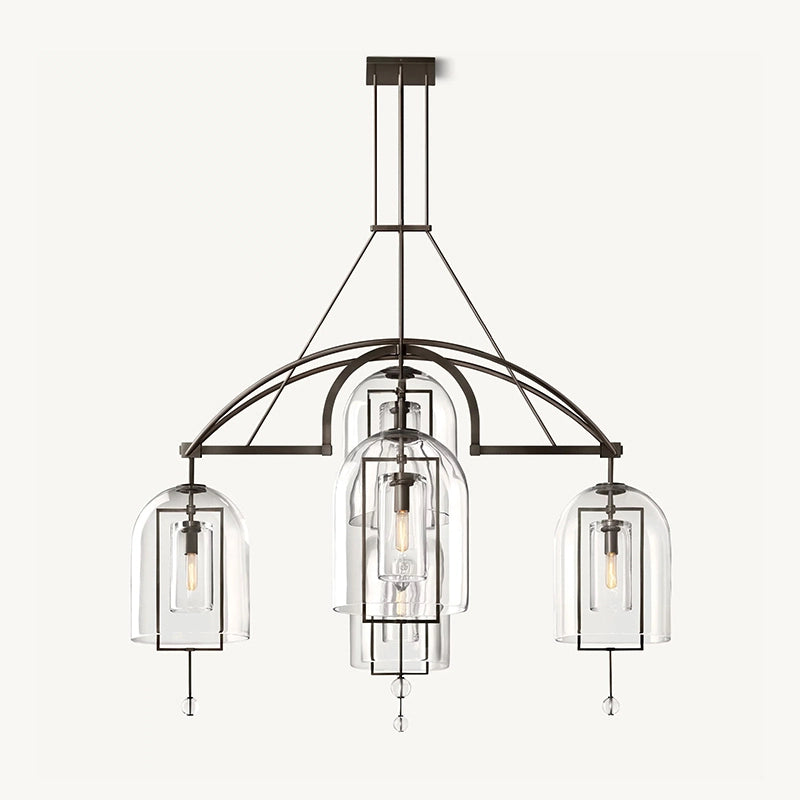 Antizer Bell Glass Chandelier for Living Room Black 5 Heads-61" Warm Light