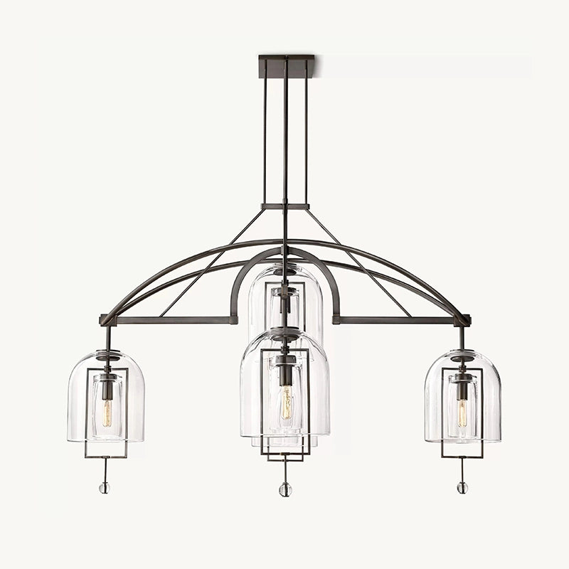 Antizer Bell Glass Chandelier for Living Room Black 5 Heads-73" Warm Light