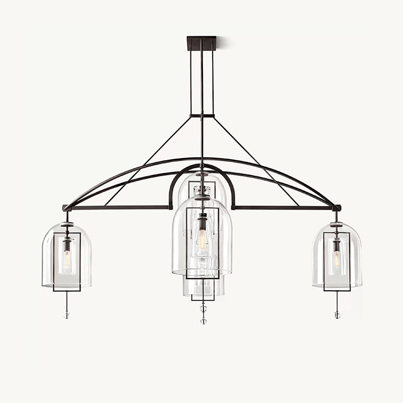 Antizer Bell Glass Chandelier for Living Room Black 5 Heads-85" Warm Light
