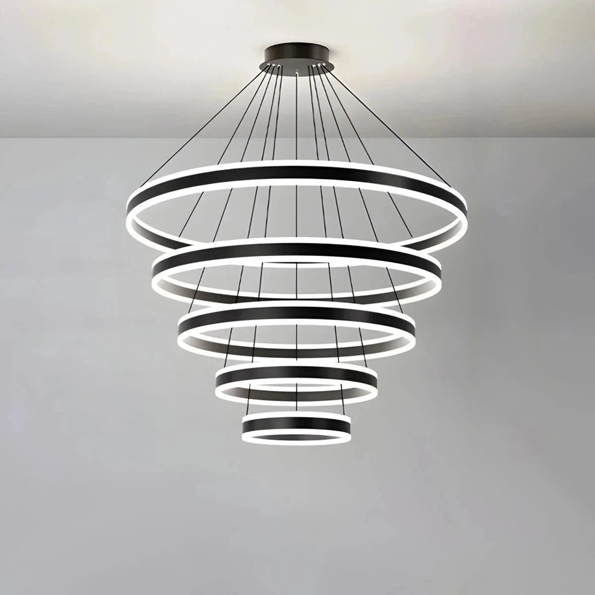 Antizer Circle Layered Living Room Chandelier Black 40cm-60cm-80cm-100cm-120cm / 15.75"-23.62"-31.5"-39.37"-47.24"