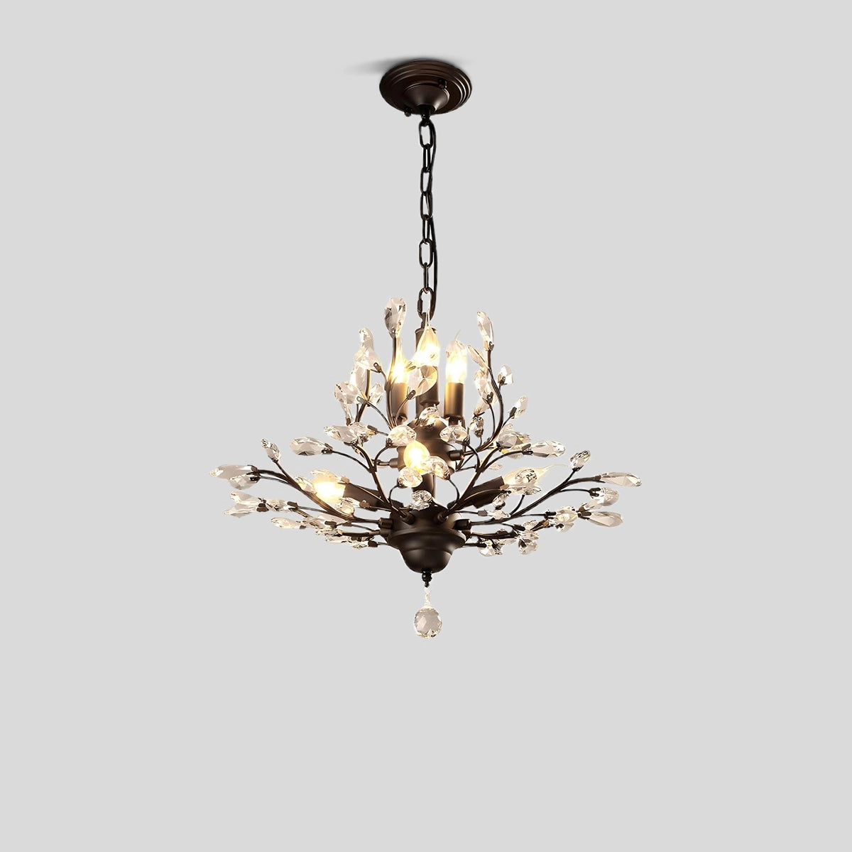 Antizer Tree Branch Crystal Chandelier for Living Room Black